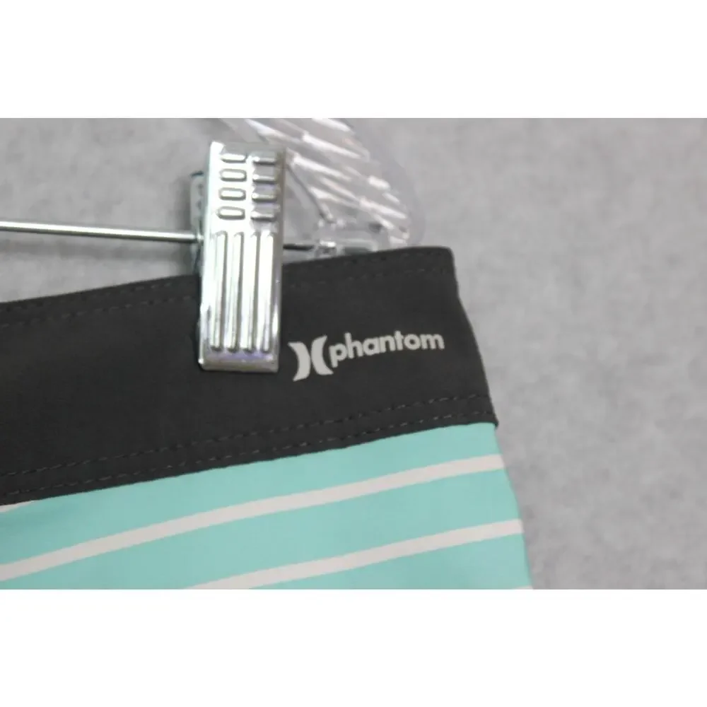 Hurley Phantom Board Shorts No‎ Inner Lining Blue Green Striped Men's Size 36